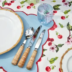 Mrs. Alice Glasses|Blue Swirl Water Glasses With White Rim (Set Of 4)