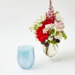 Mrs. Alice Glasses|Blue Swirl Water Glasses With White Rim (Set Of 4)