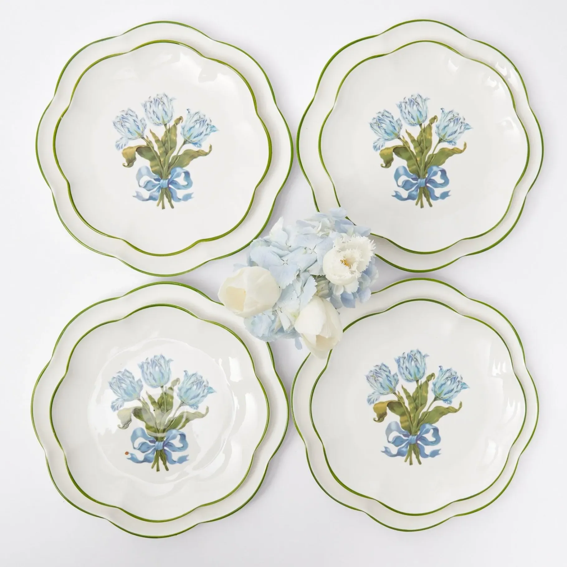 Mrs. Alice Starter Plates|Blue Tulip Dinner & Starter Plates (Set Of 8)