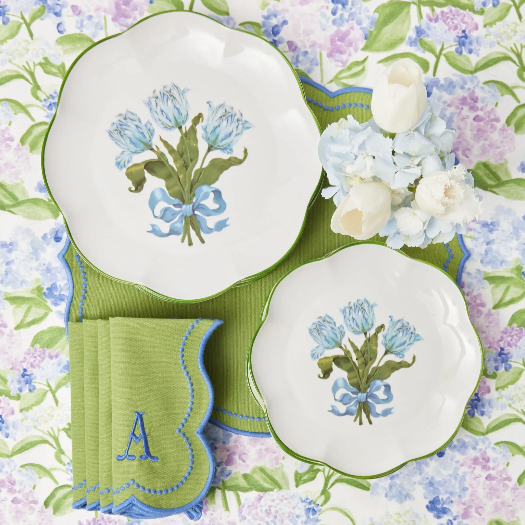 Mrs. Alice Starter Plates|Blue Tulip Dinner & Starter Plates (Set Of 8)