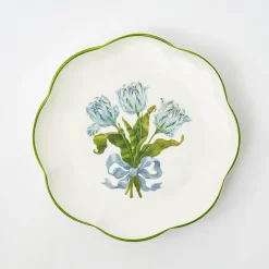 Mrs. Alice Crockery Sets|Blue Tulip Dinner & Starter Plates (Set Of 8)