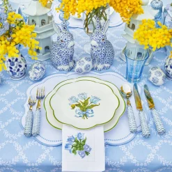 Mrs. Alice Crockery Sets|Blue Tulip Dinner & Starter Plates (Set Of 8)