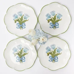 Mrs. Alice Crockery Sets|Blue Tulip Dinner Plates (Set Of 4)