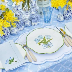 Mrs. Alice Crockery Sets|Blue Tulip Dinner Plates (Set Of 4)