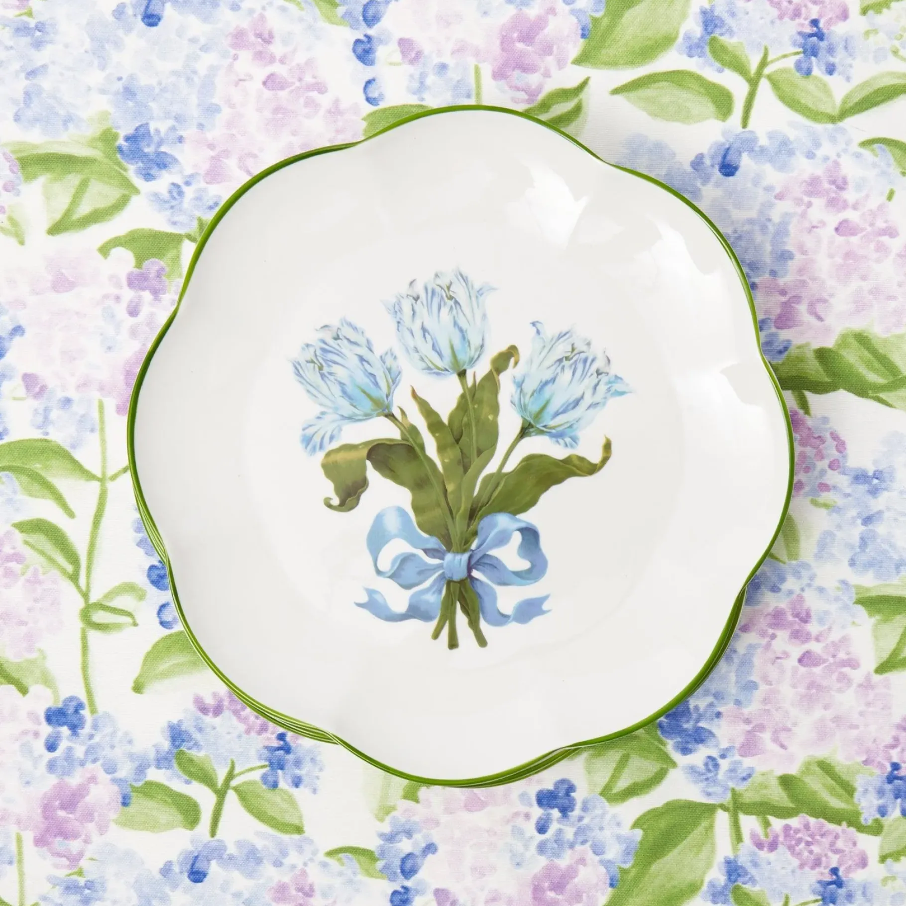 Mrs. Alice Crockery Sets|Blue Tulip Dinner Plates (Set Of 4)