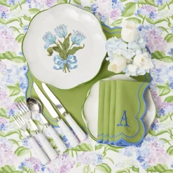 Mrs. Alice Crockery Sets|Blue Tulip Dinner Plates (Set Of 4)