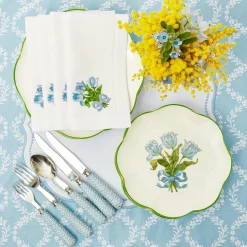 Mrs. Alice Crockery Sets|Blue Tulip Starter Plates (Set Of 4)