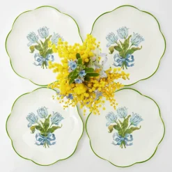 Mrs. Alice Crockery Sets|Blue Tulip Starter Plates (Set Of 4)