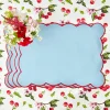 Mrs. Alice Placemats|Blue With Red Scallop Placemat (Set Of 4)
