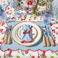 Mrs. Alice Placemats|Blue With Red Scallop Placemat (Set Of 4)