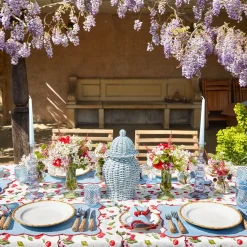 Mrs. Alice Placemats|Blue With Red Scallop Placemat (Set Of 4)