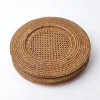 Mrs. Alice Rattan Tableware|Brown Rattan Charger Plates (Set Of 4)