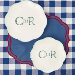 Mrs. Alice Placemats|Camilla Blue & Red Linen Placemats (Set Of 4)