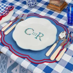 Mrs. Alice Placemats|Camilla Blue & Red Linen Placemats (Set Of 4)