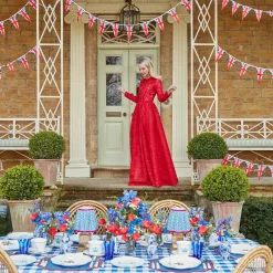 Mrs. Alice Placemats|Camilla Blue & Red Linen Placemats (Set Of 4)