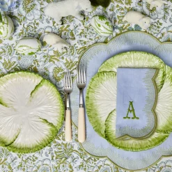 Mrs. Alice Dinner Plates|Capri Lettuce Dinner & Starter Plate (Set Of 8)