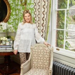 Mrs. Alice Serena Fresson Fabrics|Chestnut Brown Bamboo Trellis Fabric