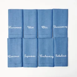Mrs. Alice Napkins|Compliment Blue Linen Napkins (Set Of 8)