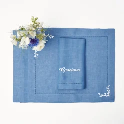 Mrs. Alice Napkins|Compliment Blue Linen Napkins (Set Of 8)