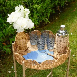 Mrs. Alice Napkins|Coral Blue Linen Cocktail Napkins (Set Of 4)