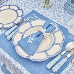 Mrs. Alice Placemats|Coral Blue Linen Placemats (Set Of 4)