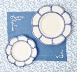 Mrs. Alice Placemats|Coral Blue Linen Placemats (Set Of 4)