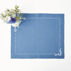 Mrs. Alice Placemats|Coral Blue Linen Placemats (Set Of 4)
