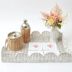 Mrs. Alice Napkins|Coral Linen Cocktail Napkins (Set Of 4)