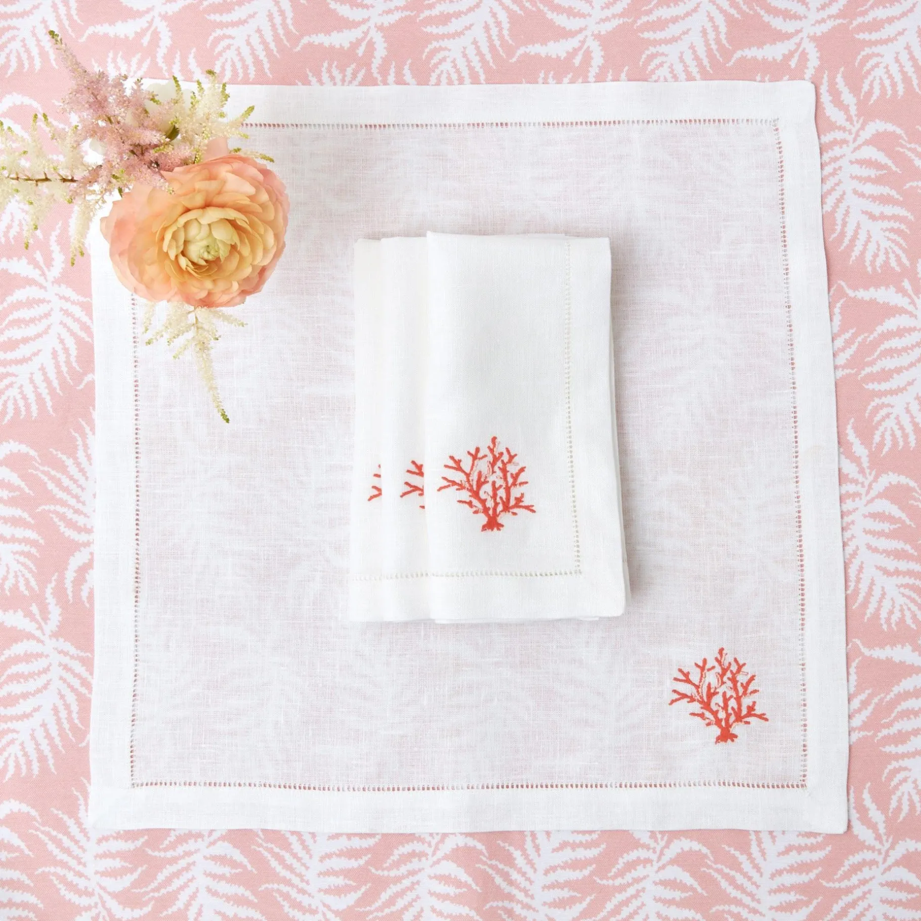 Mrs. Alice Napkins|Coral Linen Napkins (Set Of 4)