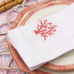 Mrs. Alice Napkins|Coral Linen Napkins (Set Of 4)