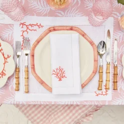 Mrs. Alice Table Linen Sets|Coral Linen Placemats & Napkins (Set Of 4)