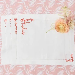 Mrs. Alice Placemats|Coral Linen Placemats (Set Of 4)