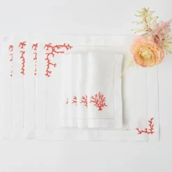 Mrs. Alice Placemats|Coral Linen Placemats (Set Of 4)