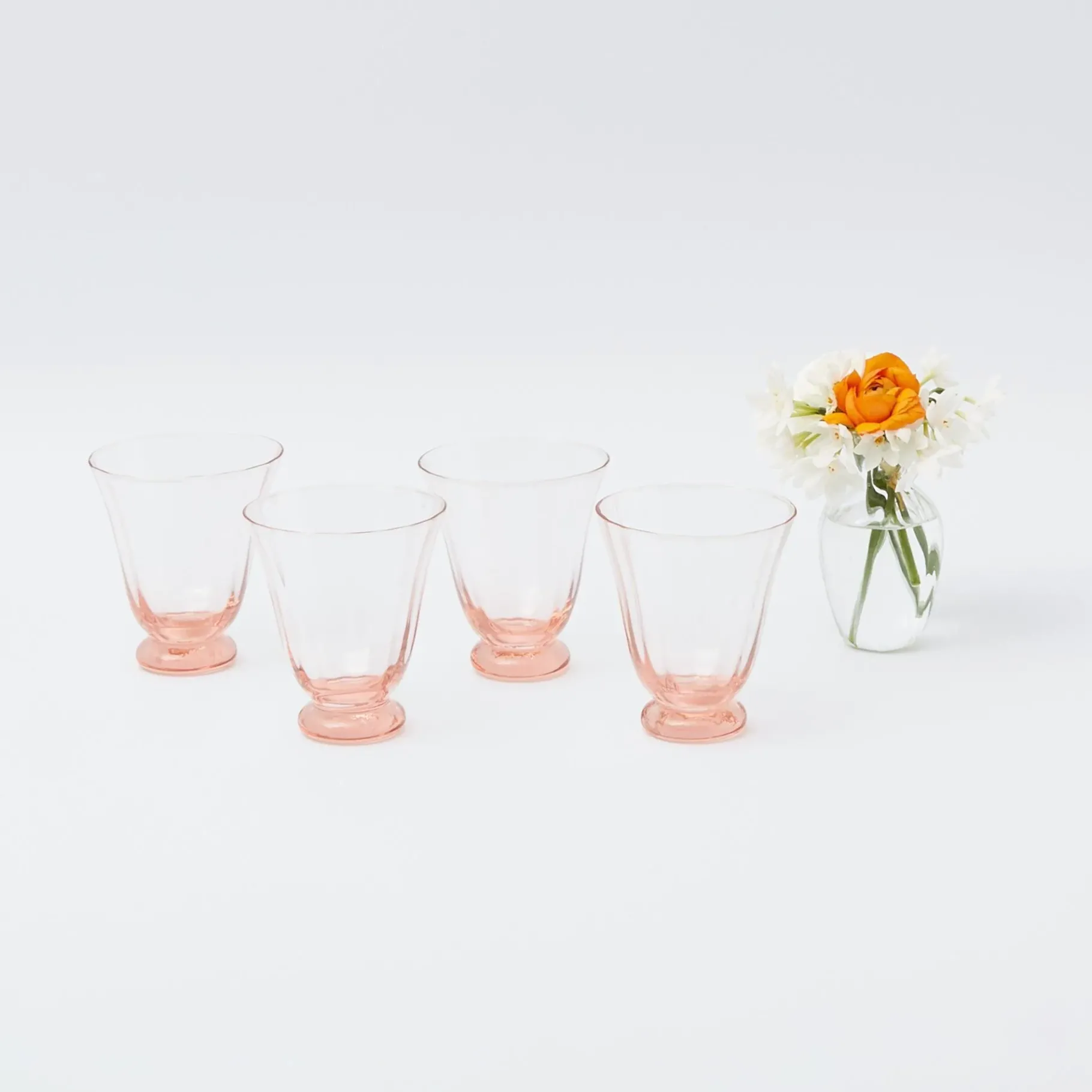 Mrs. Alice Glasses|Coral Tulip Water Glass (Set Of 4)