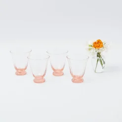 Mrs. Alice Glasses|Coral Tulip Water Glass (Set Of 4)