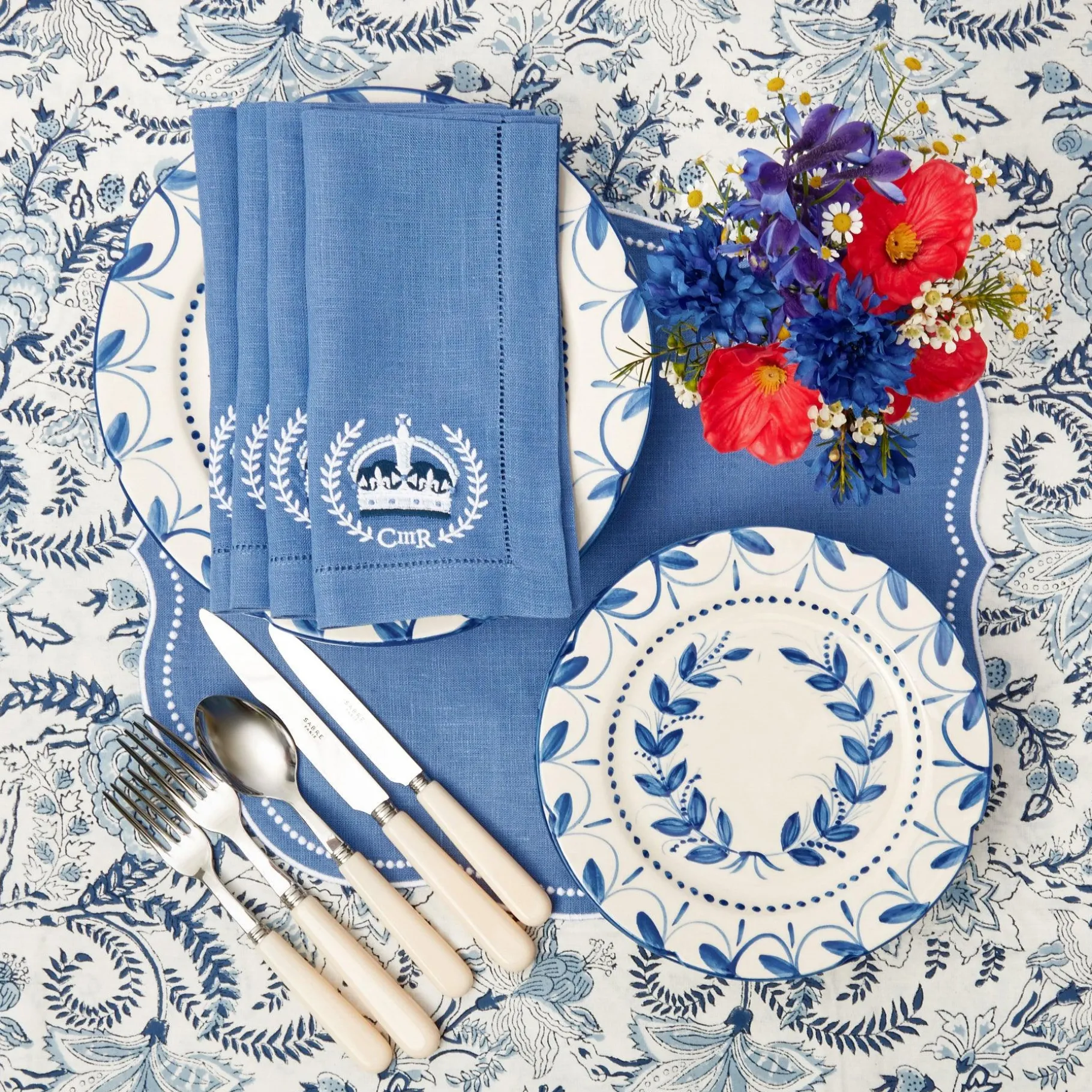 Mrs. Alice Napkins|Coronation Blue Linen Napkins (Set Of 4)
