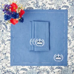 Mrs. Alice Napkins|Coronation Blue Linen Napkins (Set Of 4)