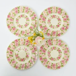 Mrs. Alice Crockery Sets|Dahlia Garland Dinner Plate (Set Of 4)
