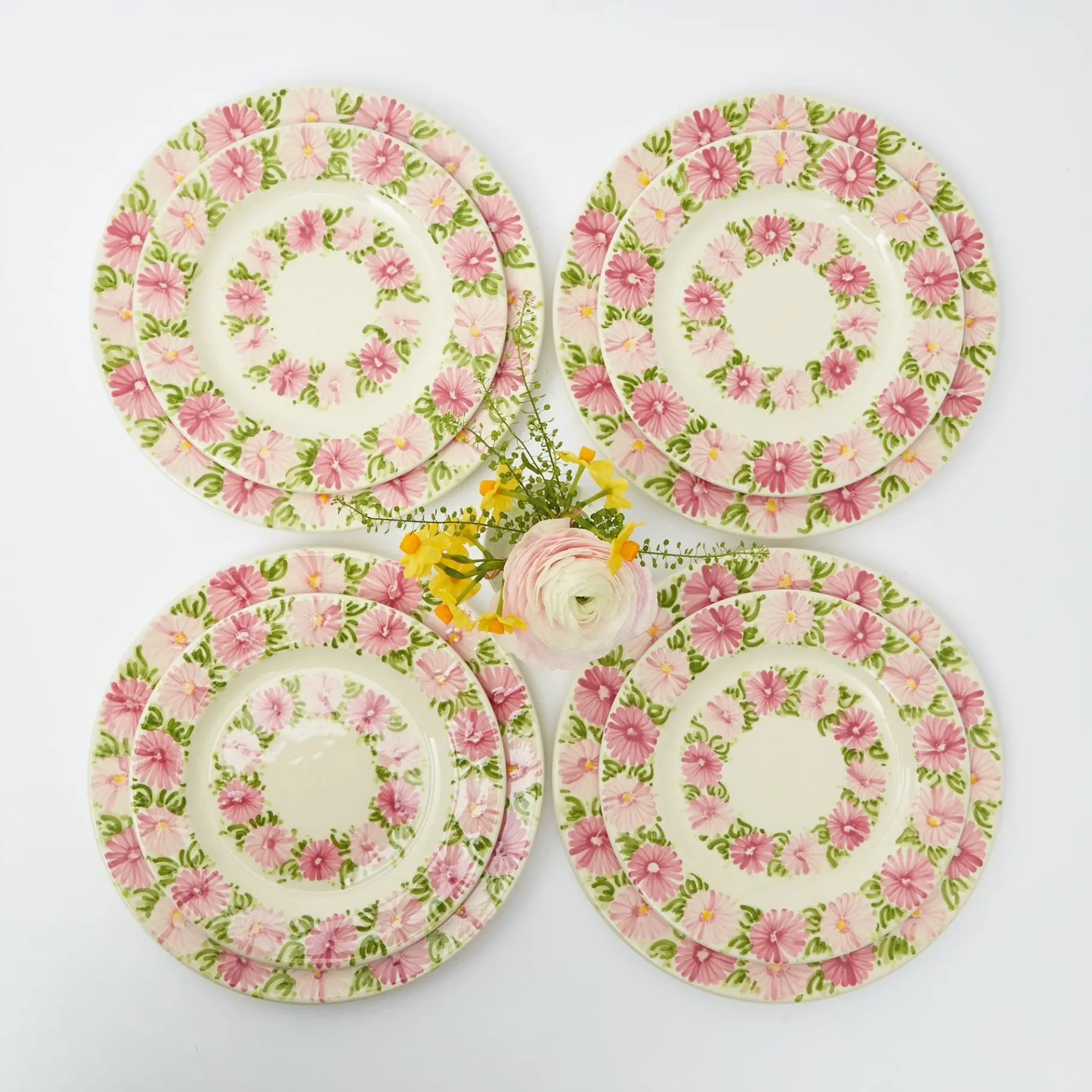 Mrs. Alice Dinner Plates|Dahlia Garland Dinner Plate (Set Of 4)