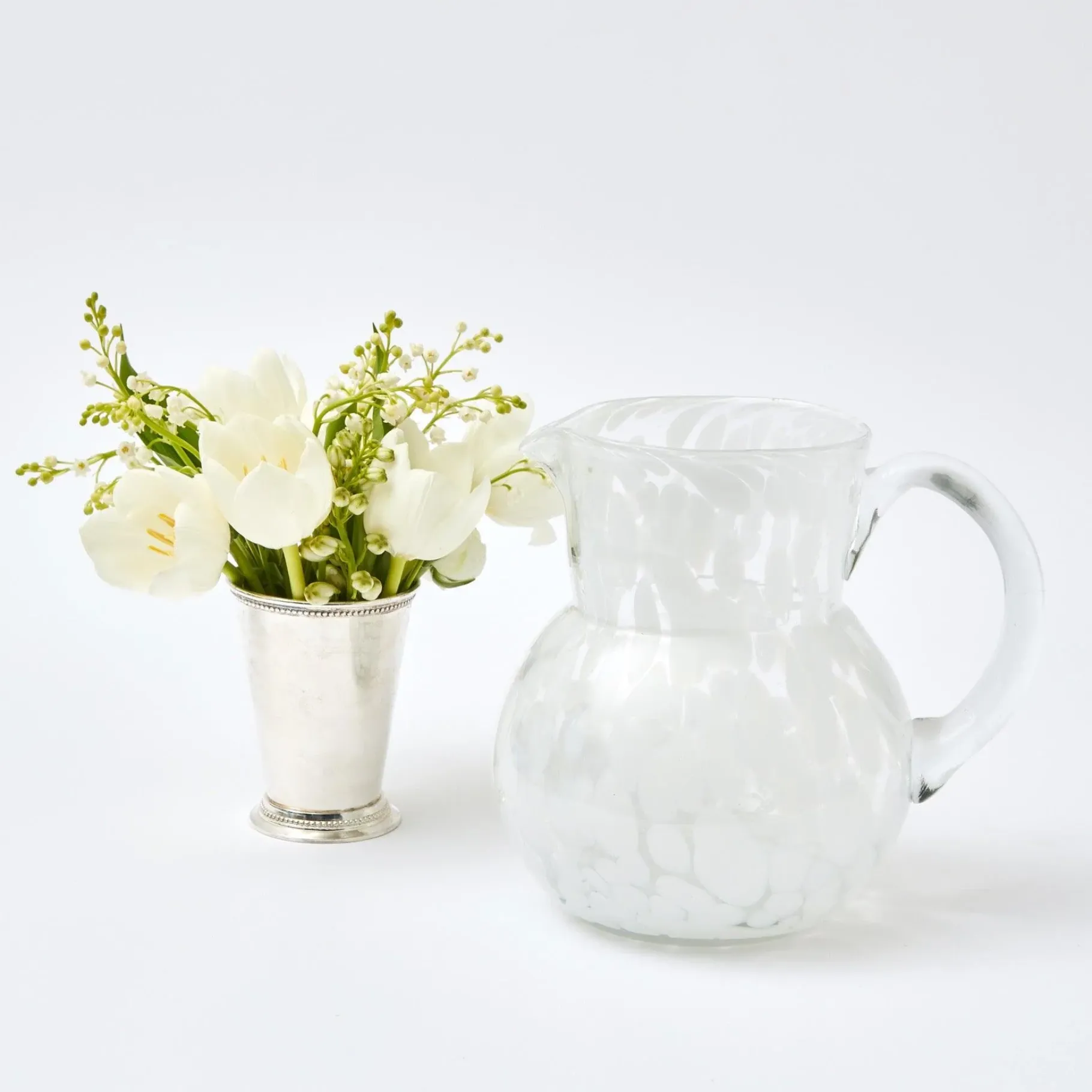 Mrs. Alice Glasses|Dappled White Glasses & Jug Set