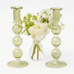 Mrs. Alice Candle Holders|Eden Green Fluted Candle Holders (Pair)