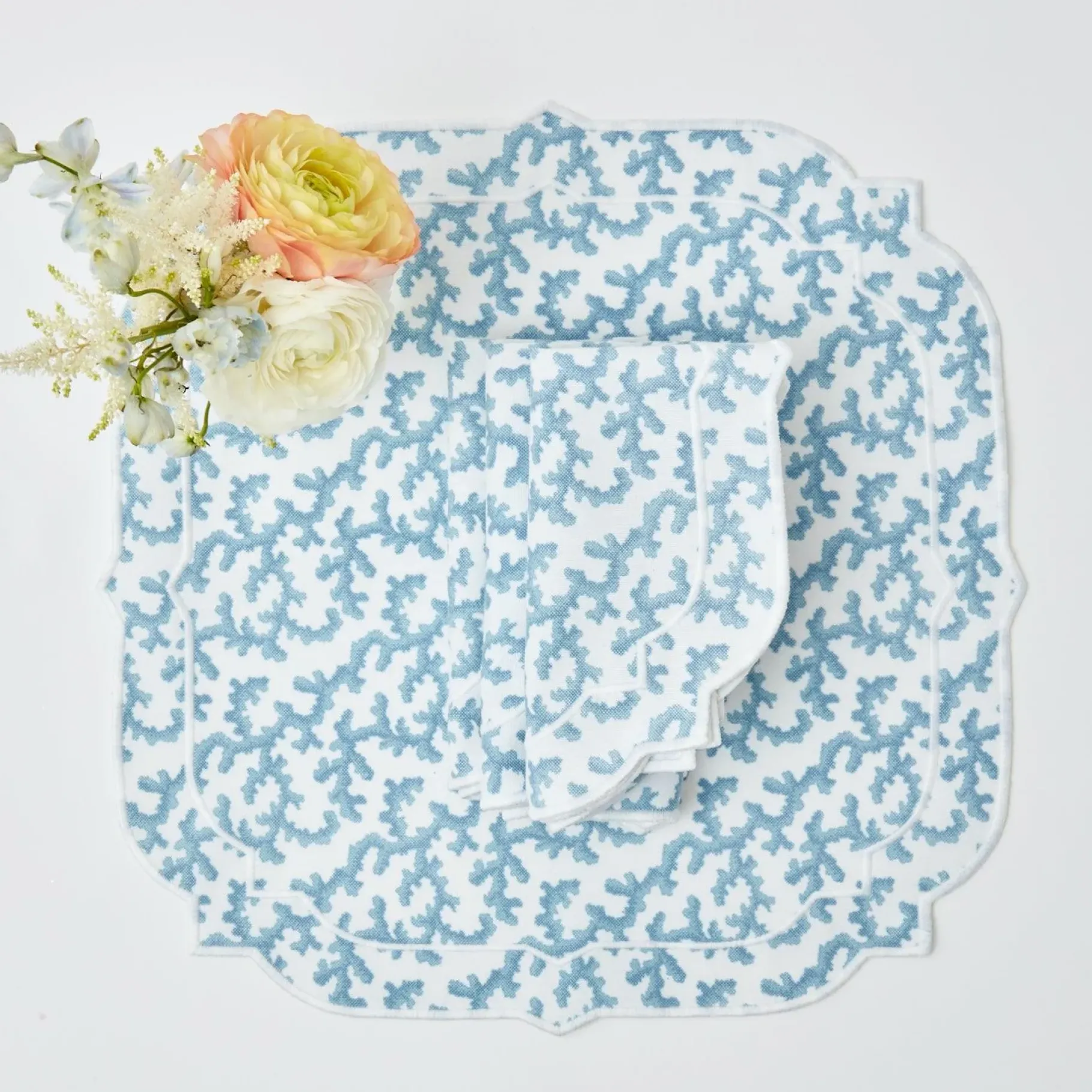 Mrs. Alice Napkins|Edie Blue Coral Napkins (Set Of 4)