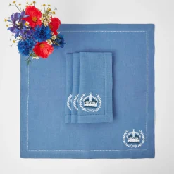 Mrs. Alice Table Linen Sets|Eloise Blue Placemats & Coronation Napkins (Set Of 4)