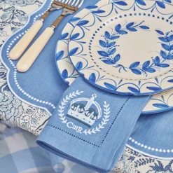 Mrs. Alice Table Linen Sets|Eloise Blue Placemats & Coronation Napkins (Set Of 4)