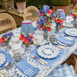 Mrs. Alice Table Linen Sets|Eloise Blue Placemats & Coronation Napkins (Set Of 4)
