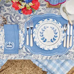 Mrs. Alice Table Linen Sets|Eloise Blue Placemats & Coronation Napkins (Set Of 4)