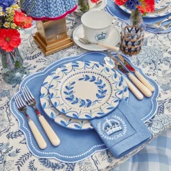 Mrs. Alice Table Linen Sets|Eloise Blue Placemats & Coronation Napkins (Set Of 4)