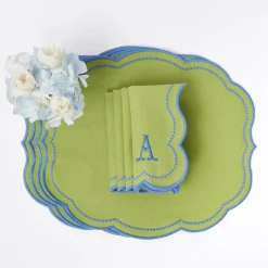 Mrs. Alice Napkins|Eloise Green And Blue Napkins (Set Of 4)