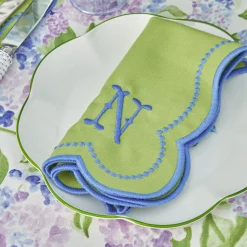Mrs. Alice Table Linen Sets|Eloise Green And Blue Placemats & Napkins (Set Of 4)