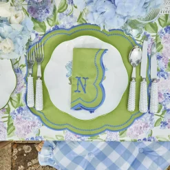 Mrs. Alice Table Linen Sets|Eloise Green And Blue Placemats & Napkins (Set Of 4)